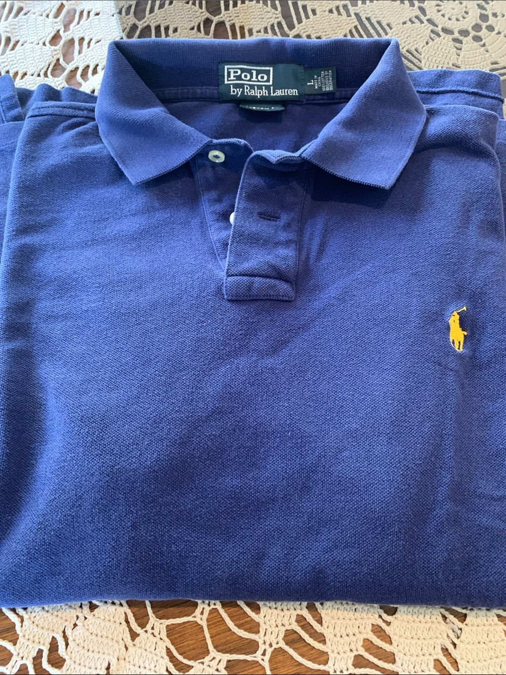 Polo by Ralph Lauren Navy Blue Polo with Yellow Pony